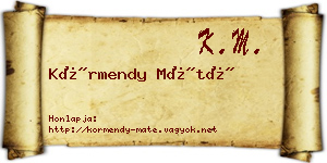Körmendy Máté névjegykártya