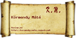 Körmendy Máté névjegykártya