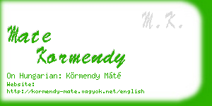 mate kormendy business card
