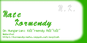 mate kormendy business card